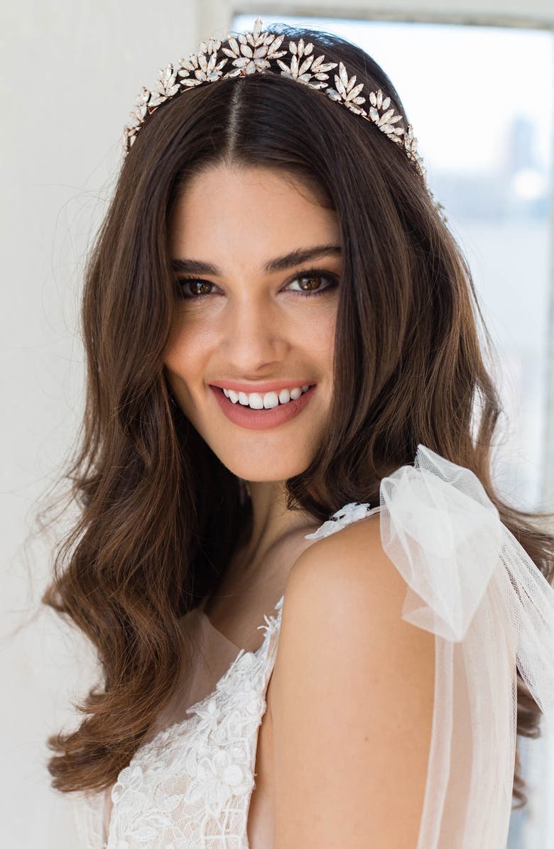 Brides & Hairpins Honora Opal & Crystal Crown, Alternate, color, Silver