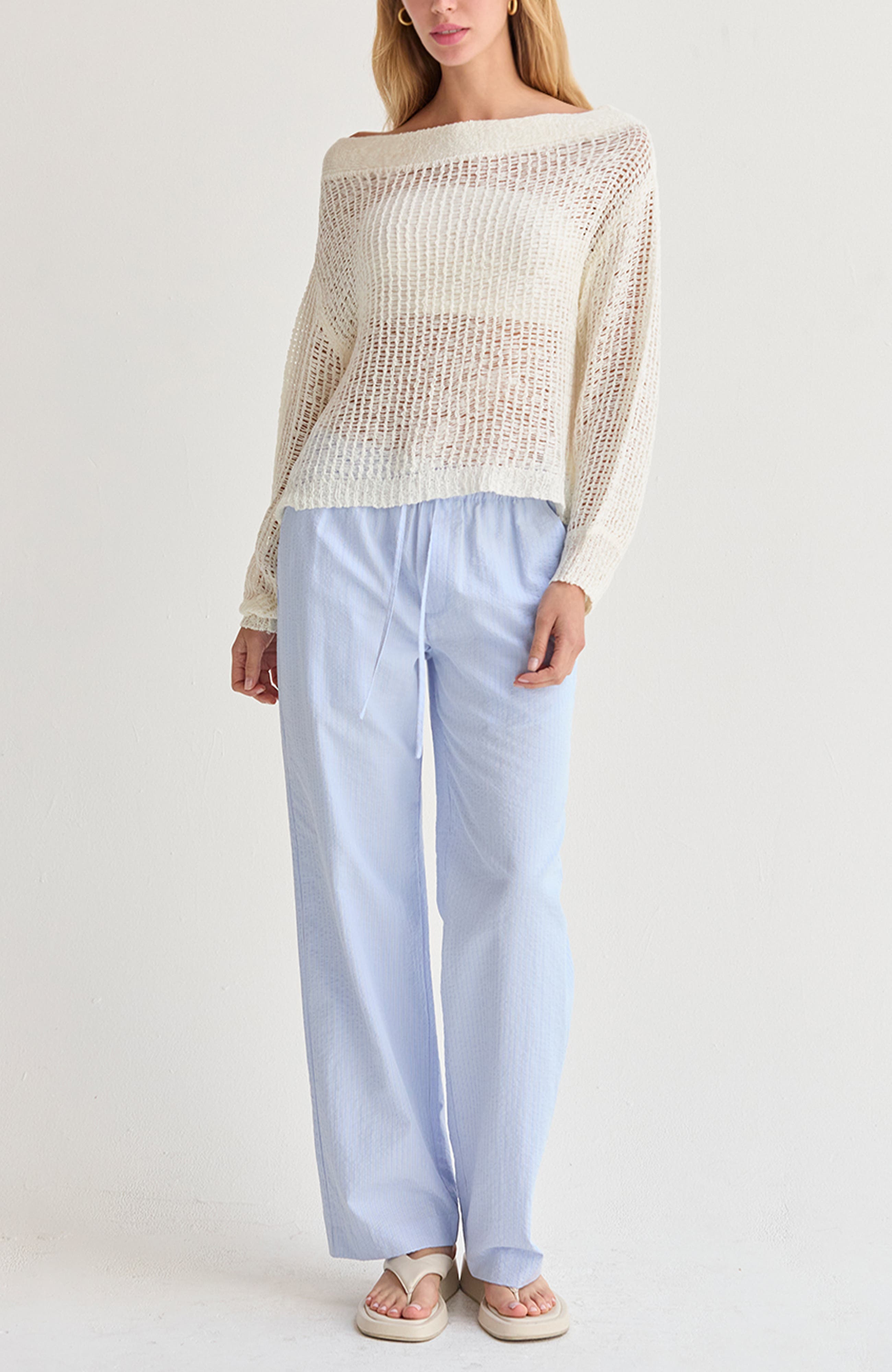 Textured Striped Drawstring Pants - image 2