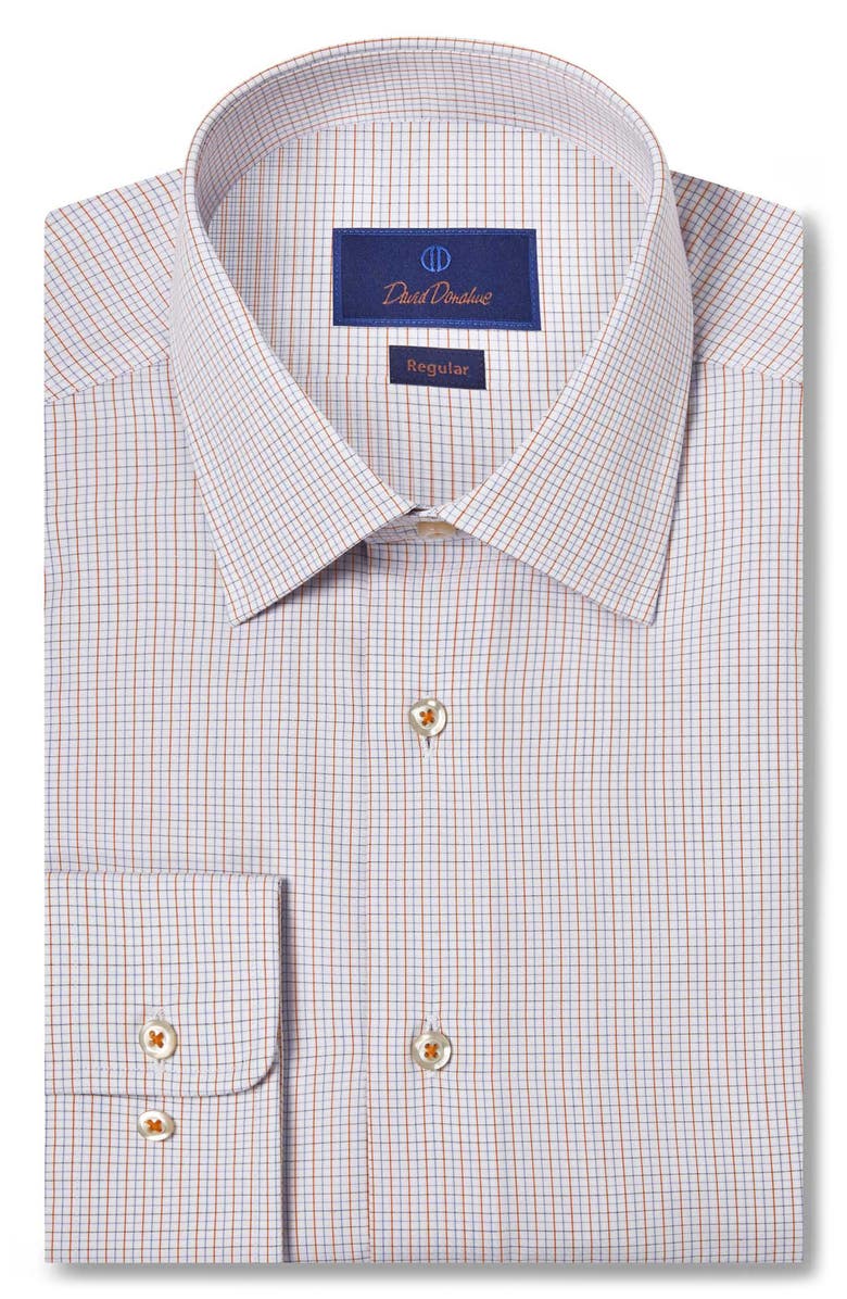 David Donahue Regular Fit Dobby Micro Check Dress Shirt, Main, color, 