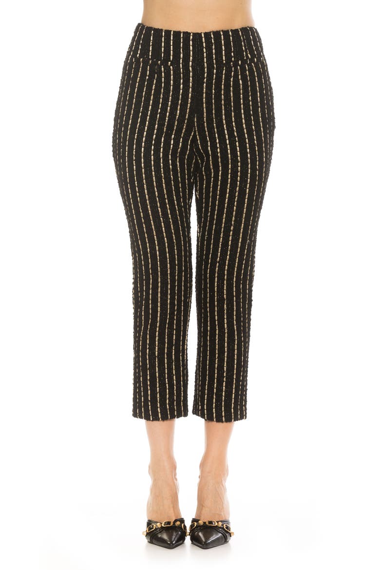Clio Stripe Crop Tapered Leg Pants, Main, color, BLACK PINSTRIPE
