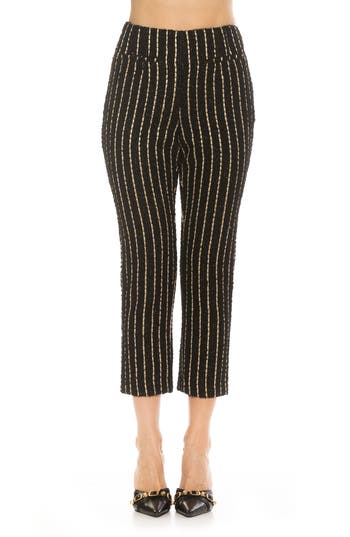 Alexia Admor Clio Stripe Crop Tapered Leg Pants In Black Pinstripe