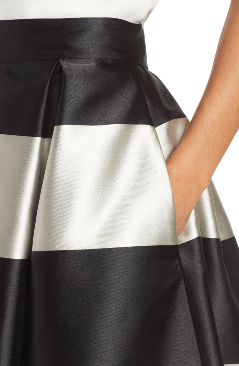 Eliza J Stripe Pleated Midi Skirt, Alternate, color, 