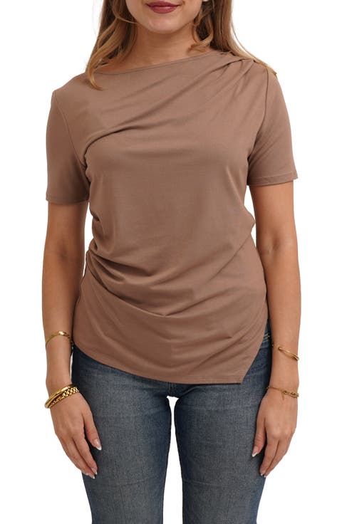 Asymmetrical Hem Short Sleeve Top