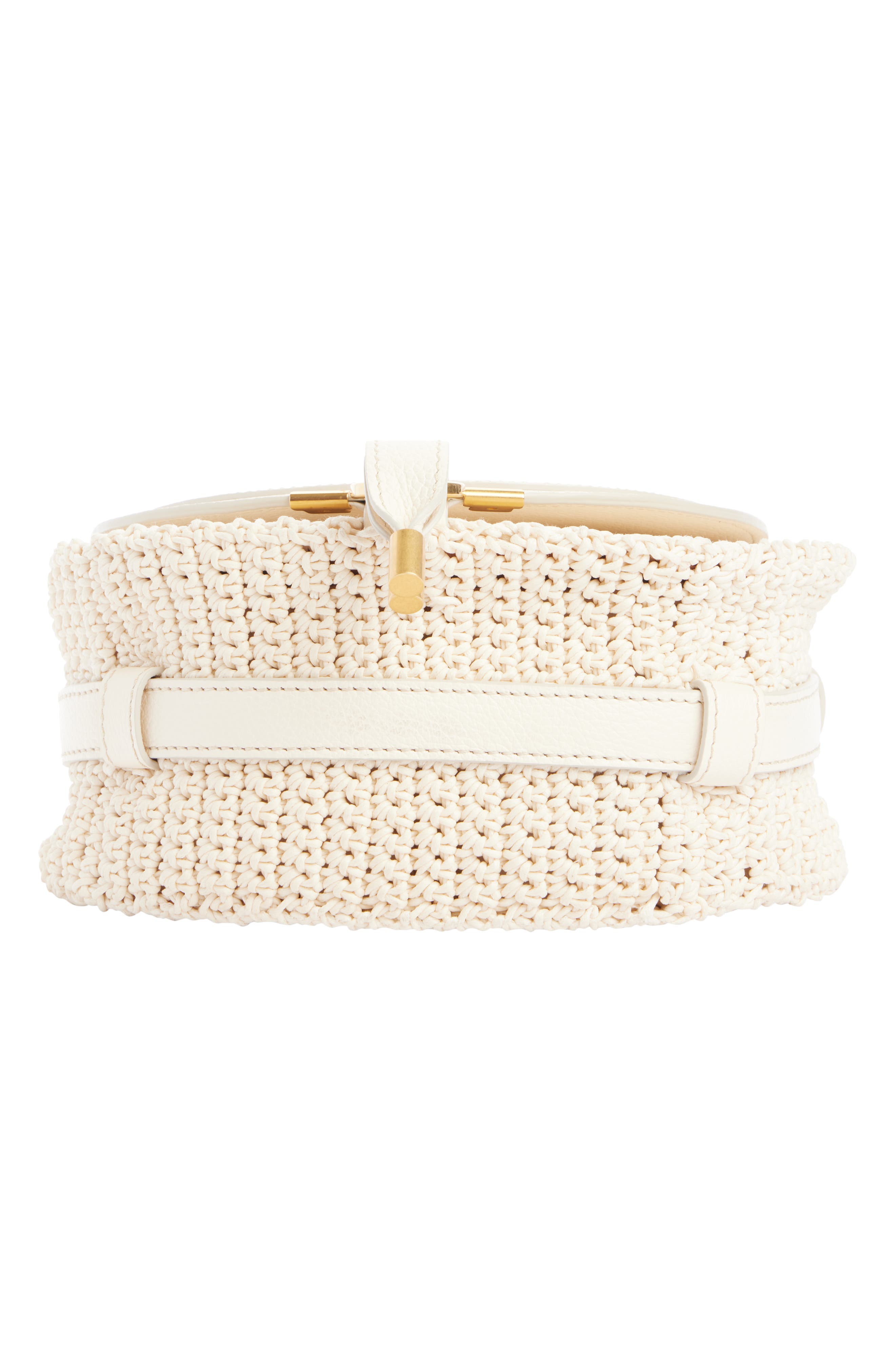 Chloé Small Marcie Crochet Trim Leather Crossbody Bag, Alternate, color, 