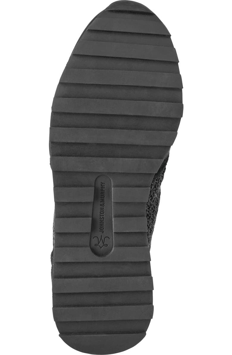 Johnston & Murphy Piper Knit Panel Sneaker, Alternate, color, Black Suede/Crochet