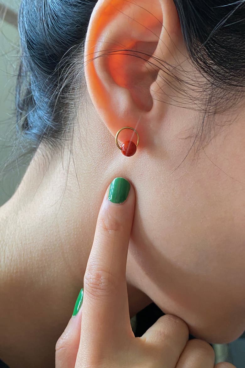 Red Bean Agate Earrings, Alternate, color, Red
