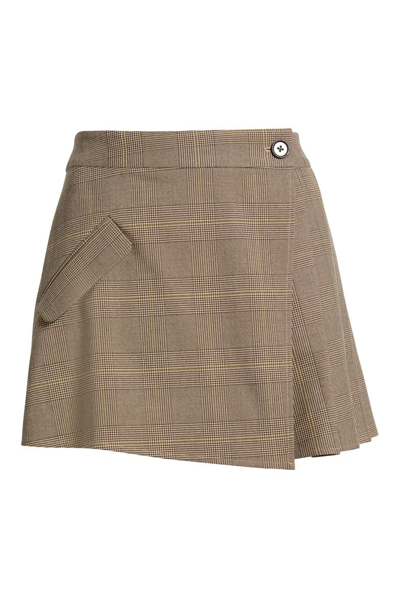 Adriana Asymmetrical Pleated Miniskirt, Alternate, color, MAPLE CHECK