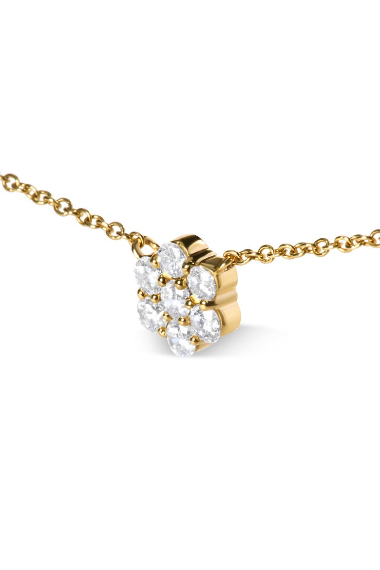 14K Yellow Gold 2.00 Cttw Diamond  Cluster 18" Station Necklace, Alternate, color, Yellow Gold