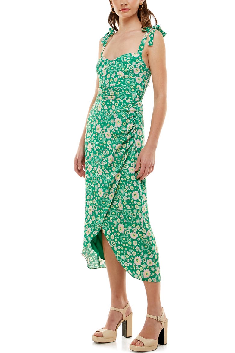 Malibu Faux Wrap Midi Dress, Alternate, color, KELLY DAISY FLORAL