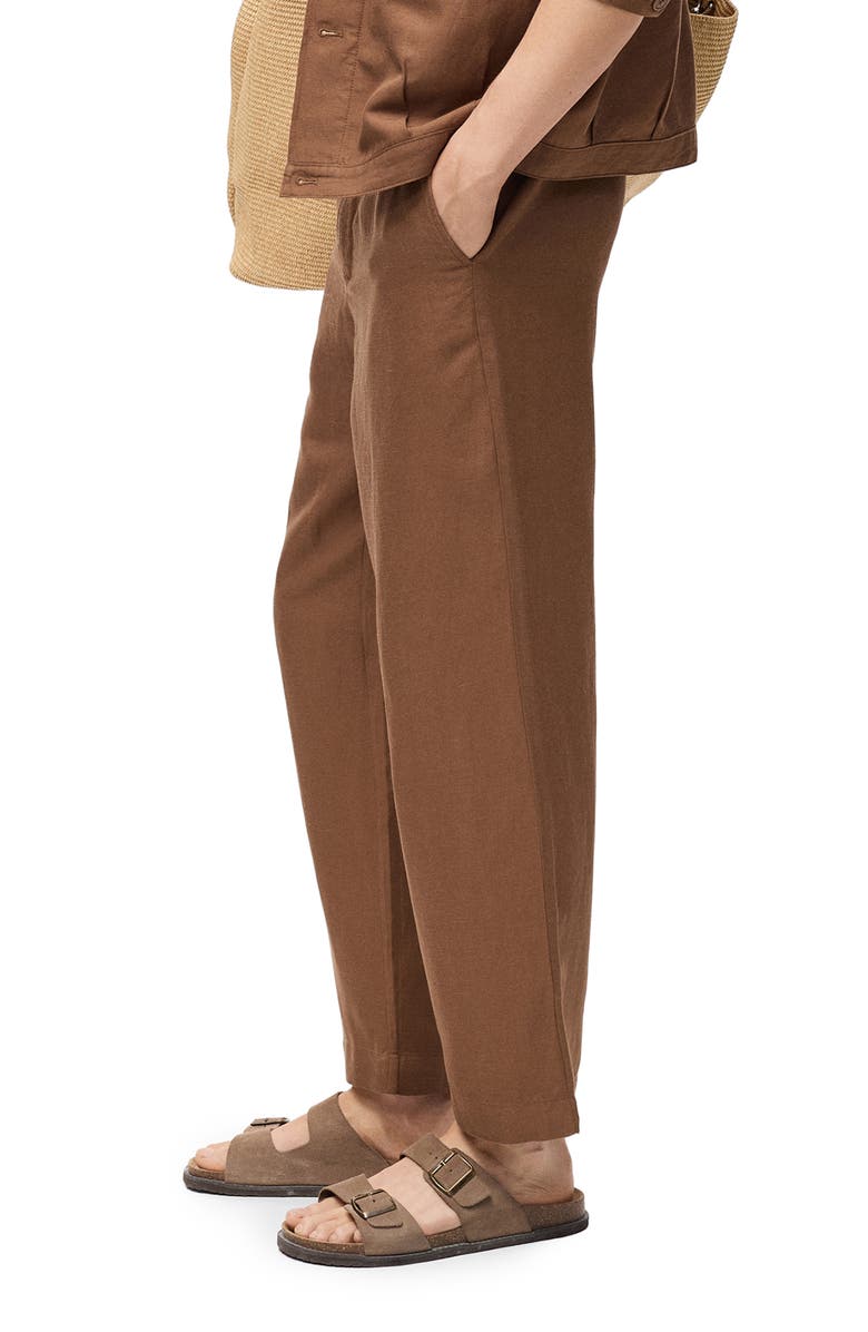 MANGO Lyocell & Linen Pants, Alternate, color, Tobacco Brown