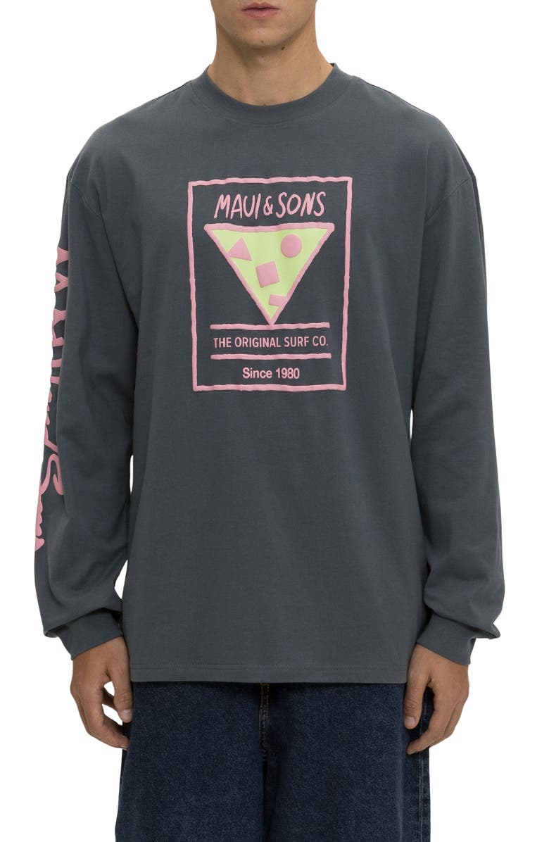 Maui & Sons Rising Sun Graphic Print Cotton T-Shirt, Main, color, Storm