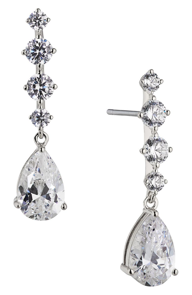 Nadri Cubic Zirconia Drop Earrings, Main, color, Rhodium