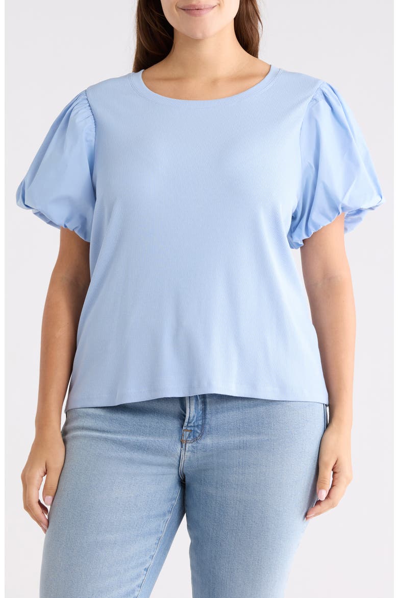 Crewneck Puff Sleeve Top, Main, color, BABY BLUE