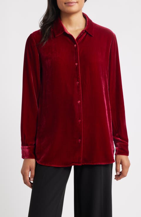 Velvet Button-Up Shirt (Regular & Petite)