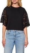 Sanctuary Belle Lace Sleeve Organic Cotton T-Shirt