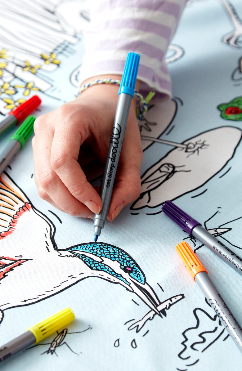 Eat Sleep Doodle Nature & Wildlife Pond Adventure Tablecloth, Alternate, color, Pond Adventure