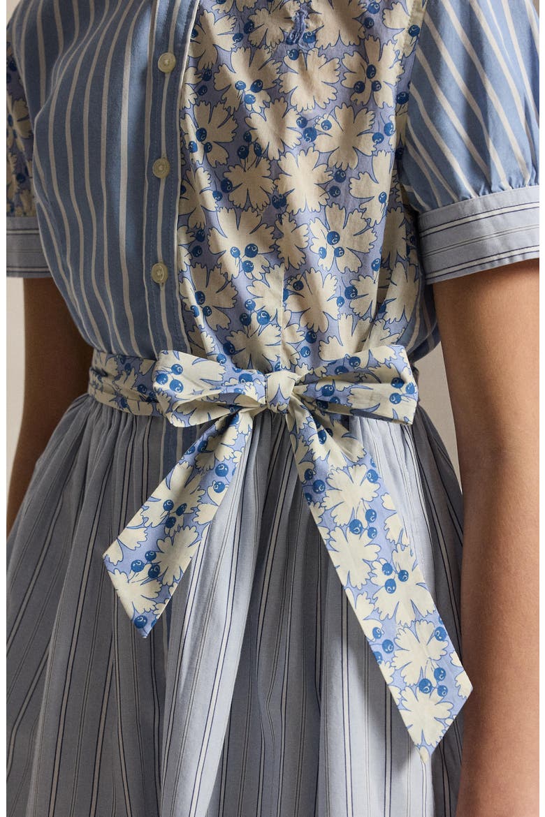 Kids' Mixed Print Cotton Shirtdress, Alternate, color, BLUE MULTI