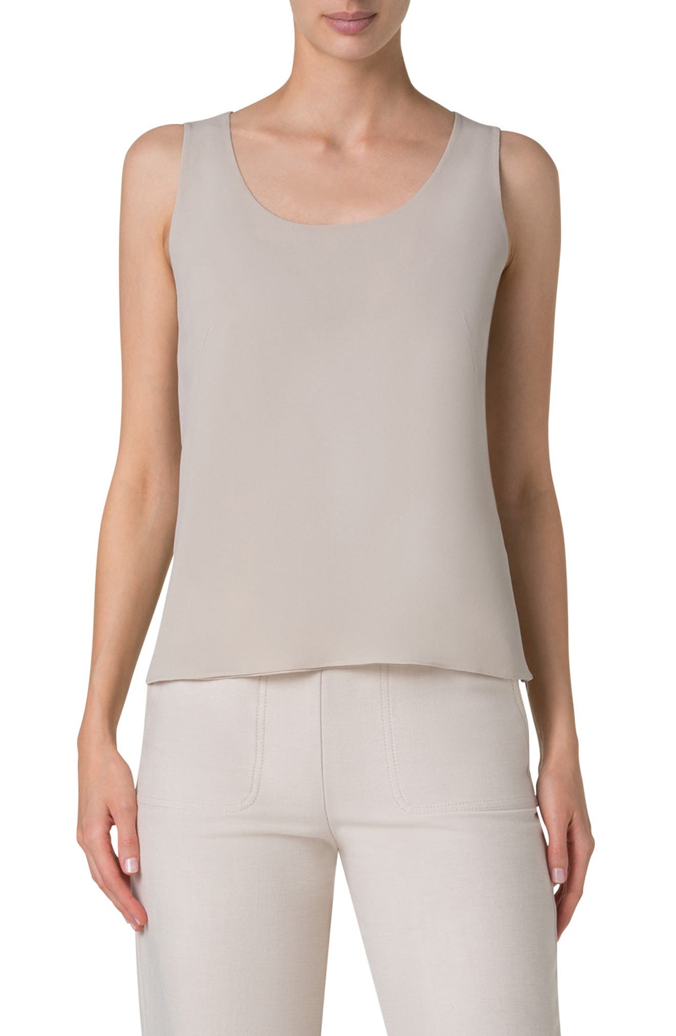 Akris Silk Georgette Tank in Greige 