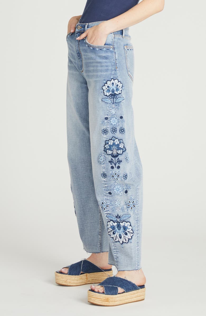 Driftwood Parker Raw Hem Barrel Leg Jeans, Alternate, color, Medium Wash