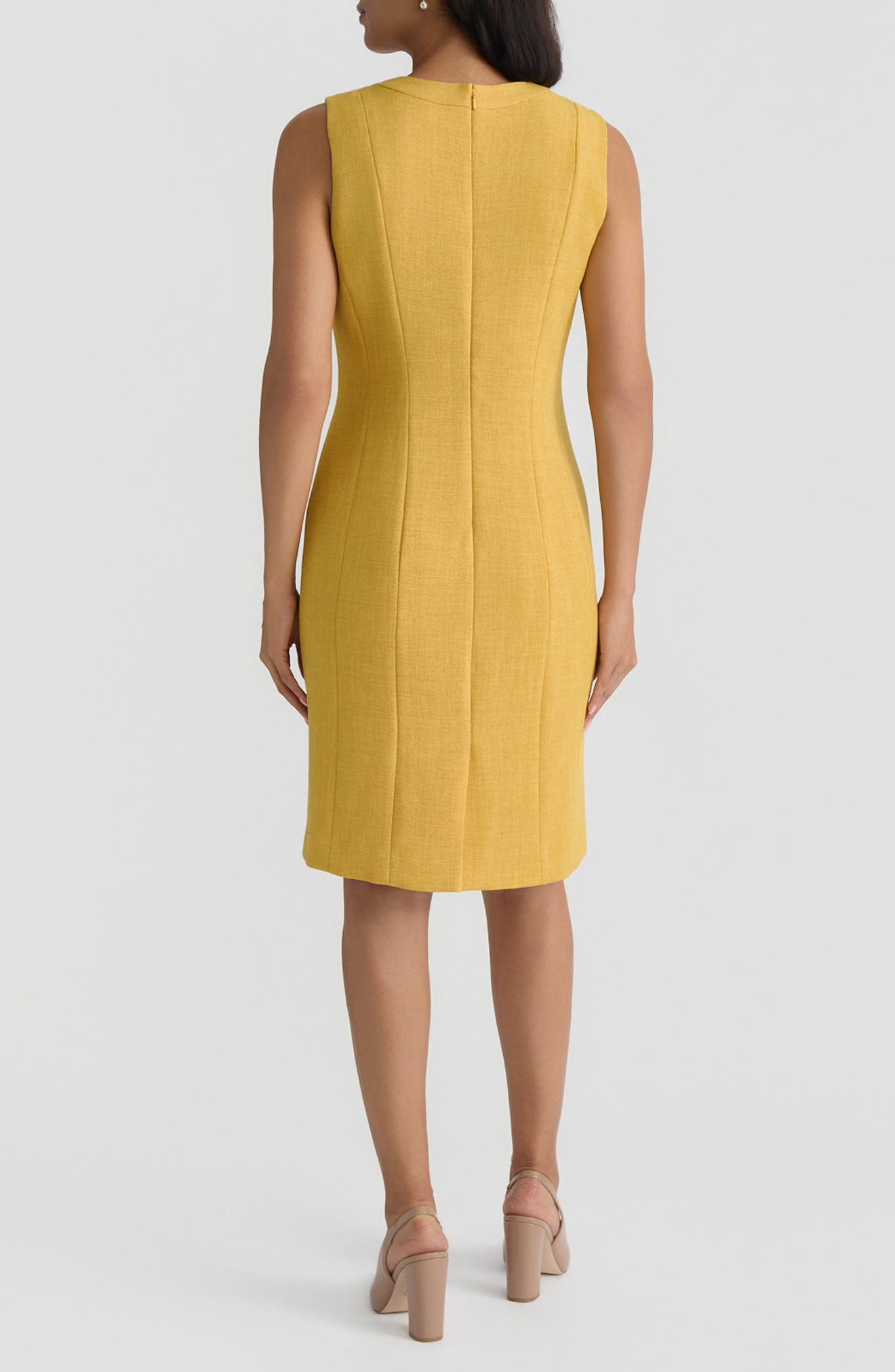 Pebble Crepe Seamed Sheath Dress - image 4