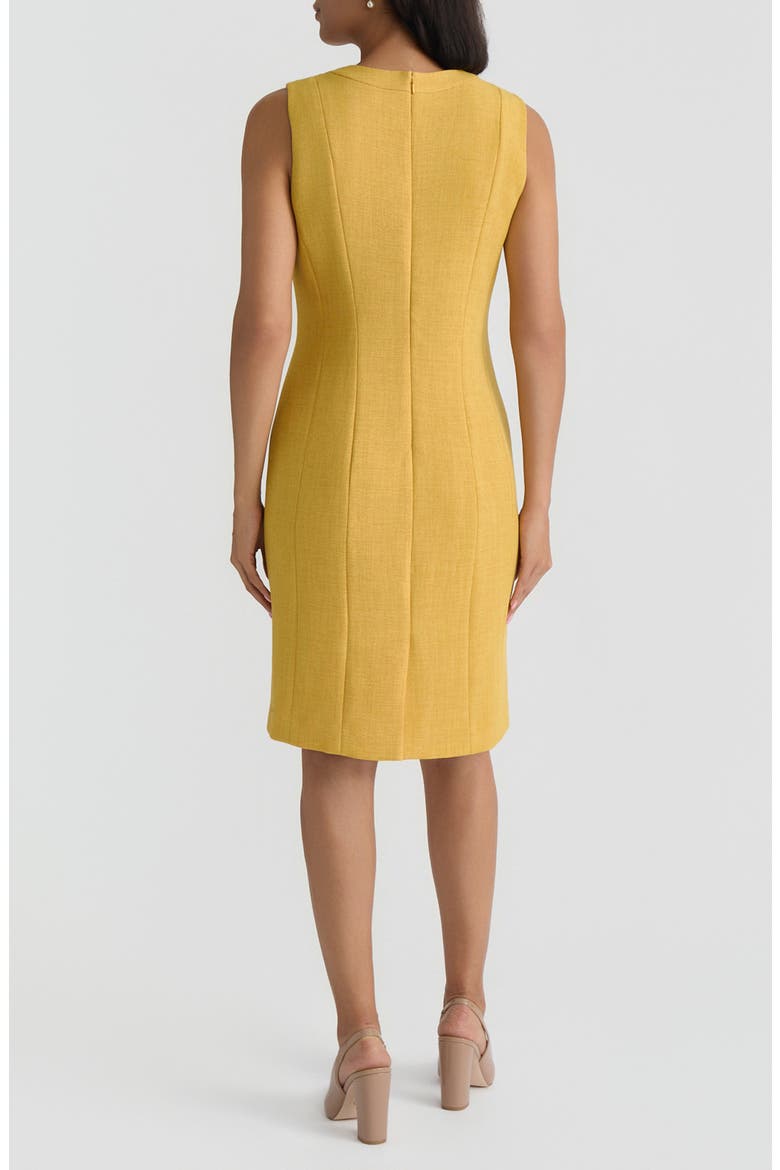 Pebble Crepe Seamed Sheath Dress, Alternate, color, BUTTERSCOTCH