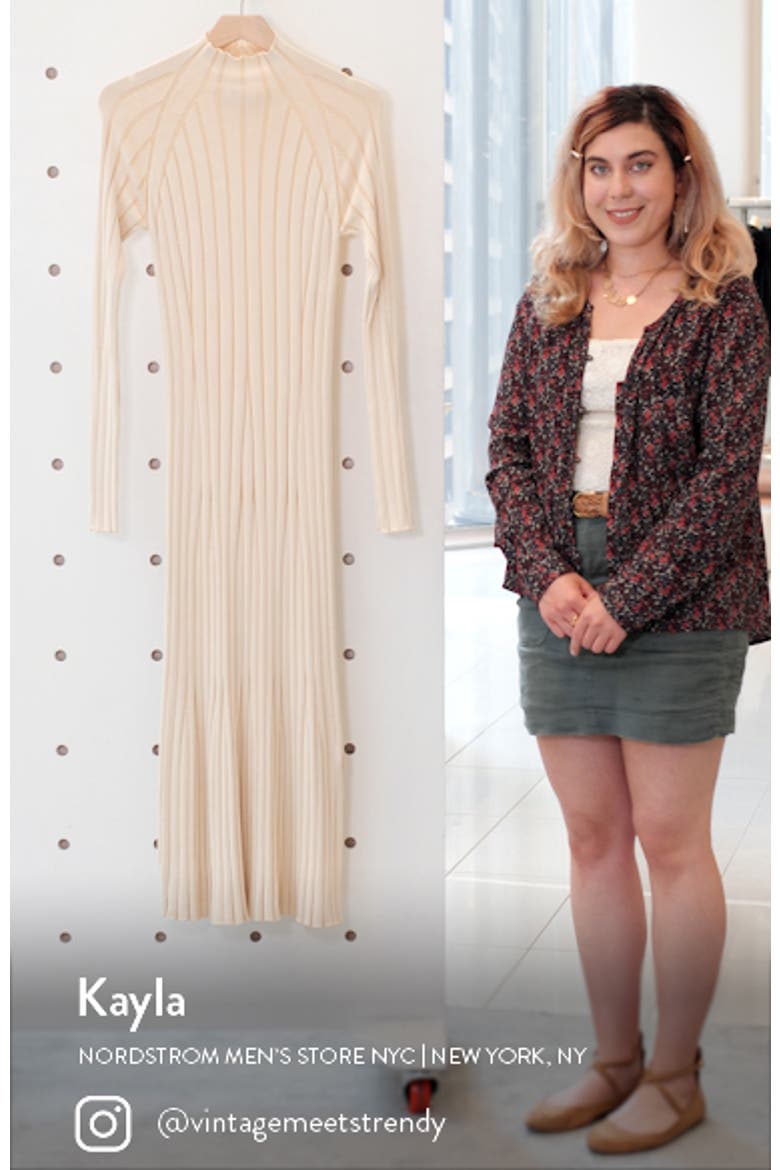 Rib Long Sleeve Midi Dress video
