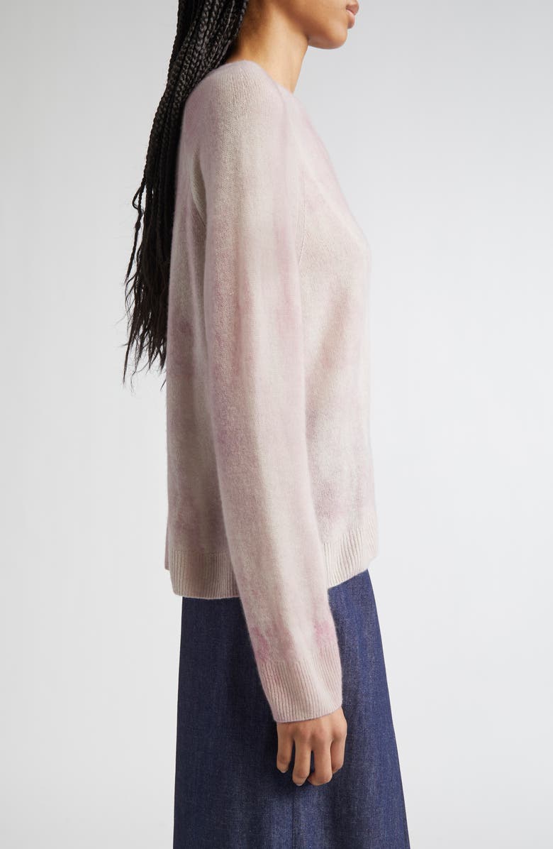 Lafayette 148 New York Glaze Print Raglan Sleeve Cashmere Sweater, Alternate, color, Pearl/ Lavender Tint