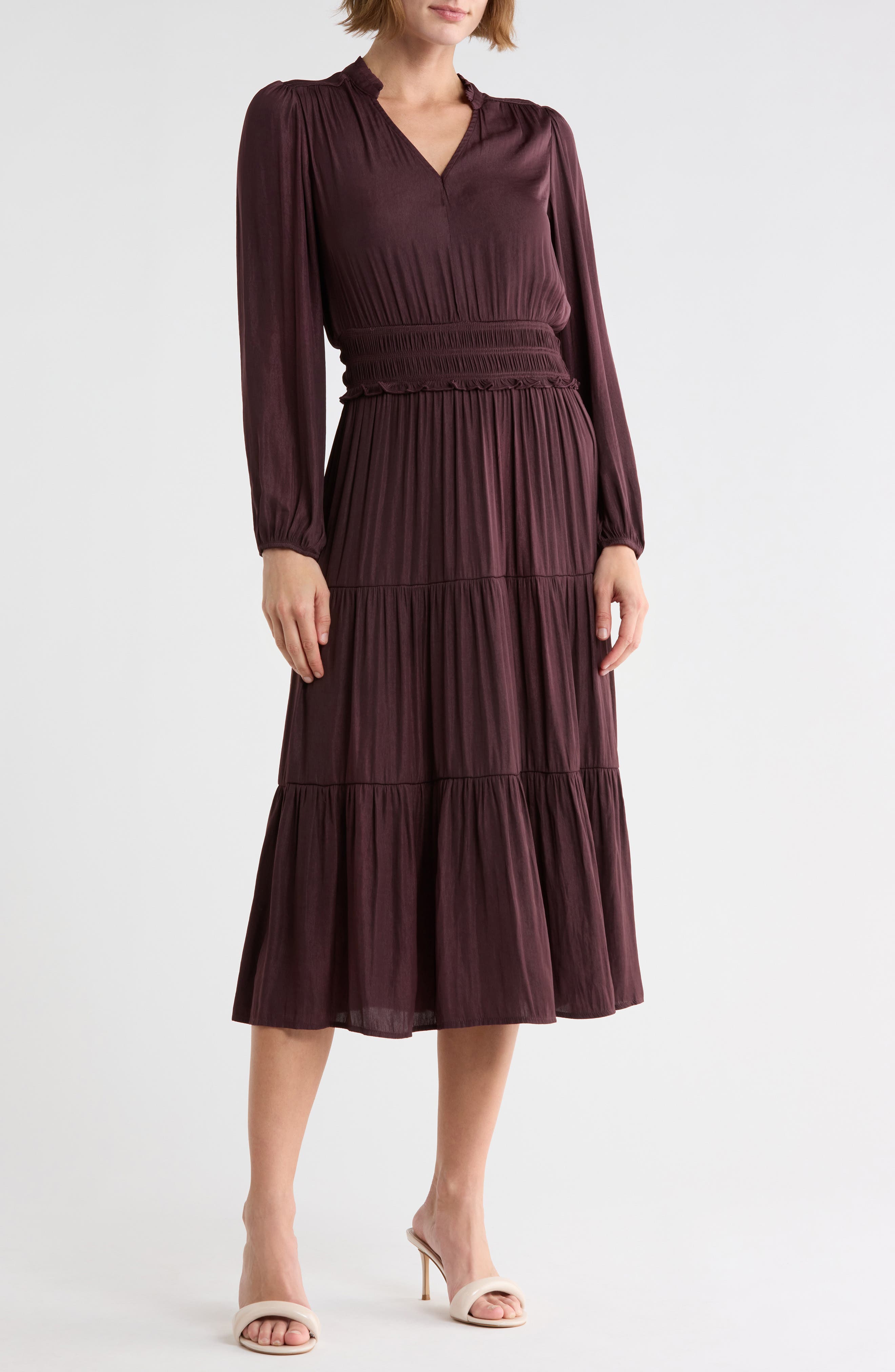 Hammered Satin Midi Dress