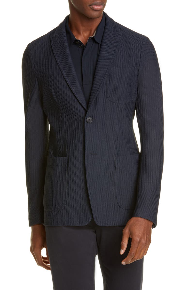Giorgio Armani Classic Fit Knit Blazer, Main, color,
