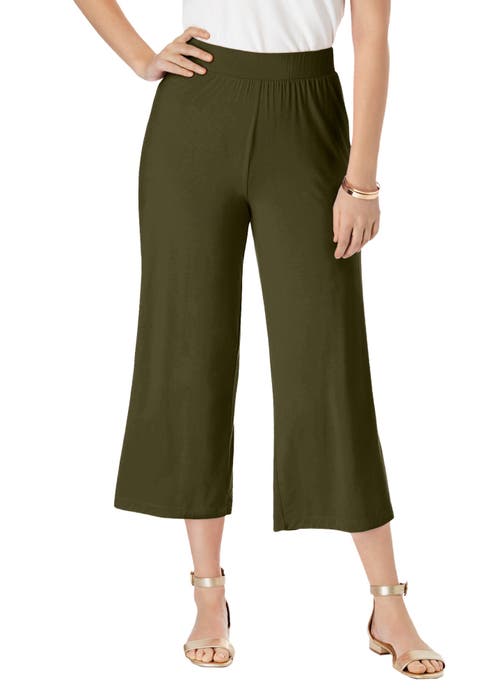 Everyday Stretch Knit Wide Leg Crop Pant (Plus)