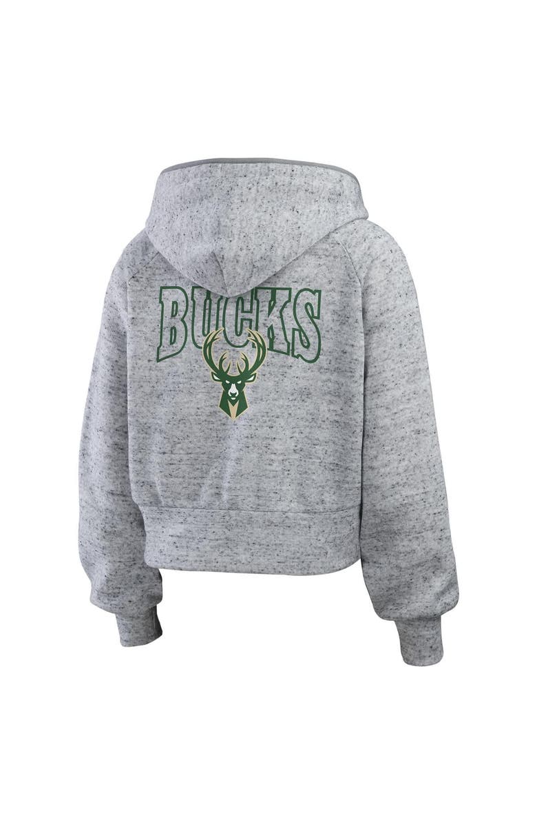 WEAR by Erin Andrews Women's WEAR by Erin Andrews Heather Gray Milwaukee Bucks Speckled Radiator Full-Zip Hoodie, Alternate, color, Heather Gray