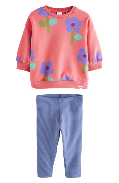 Kids' Flower Oversize Sweatshirt & Leggings Set (Baby & Little Kid)