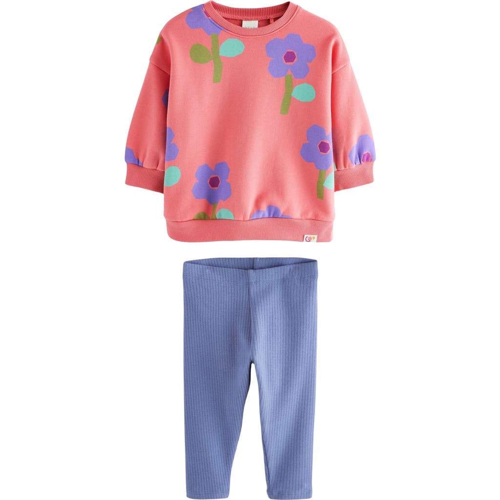 Next Kids' Flower Oversize Sweatshirt & Leggings Set In Multi