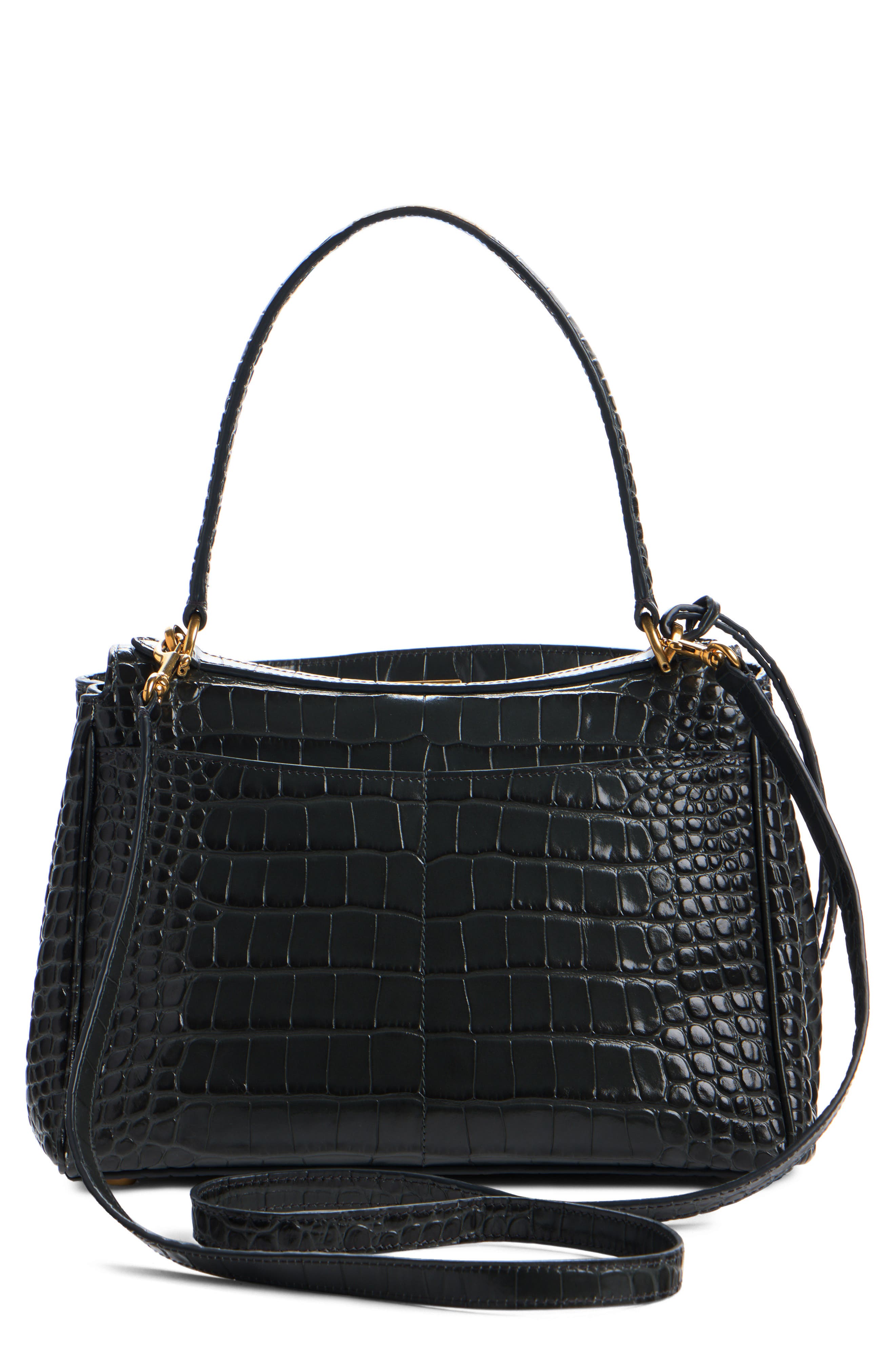 Balenciaga Rodeo Croc Embossed Leather Handbag, Alternate, color, 1000 Black