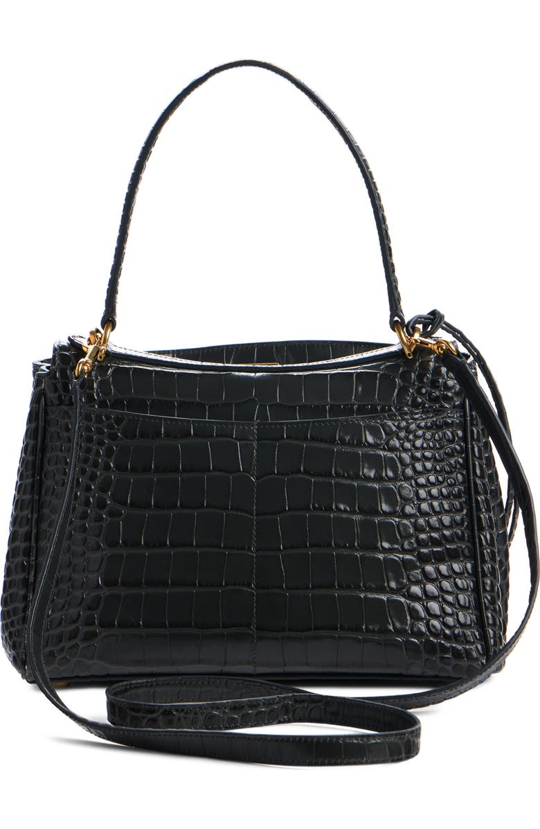 Balenciaga Rodeo Croc Embossed Leather Handbag, Alternate, color, 1000 Black