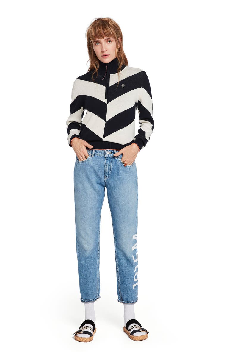 Scotch & Soda Stripe Half-Zip Pullover, Alternate, color, 