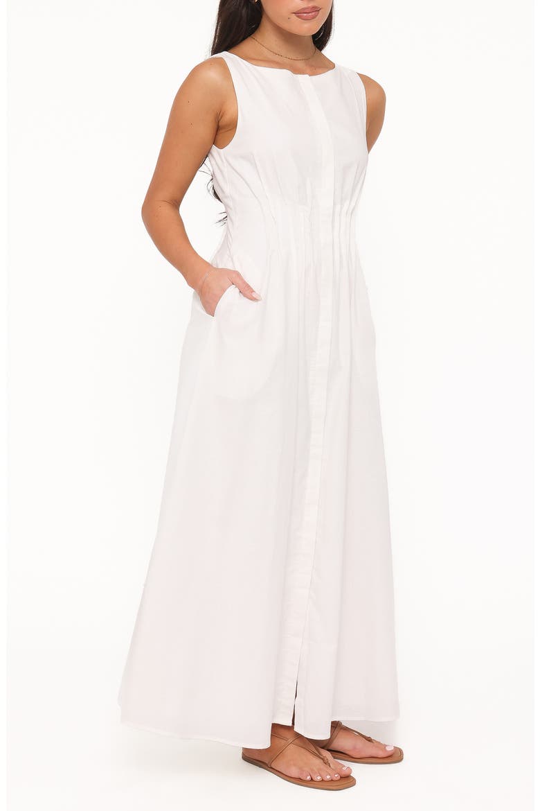 Prunella Pintuck Sleeveless Maxi Dress, Alternate, color, WHITE