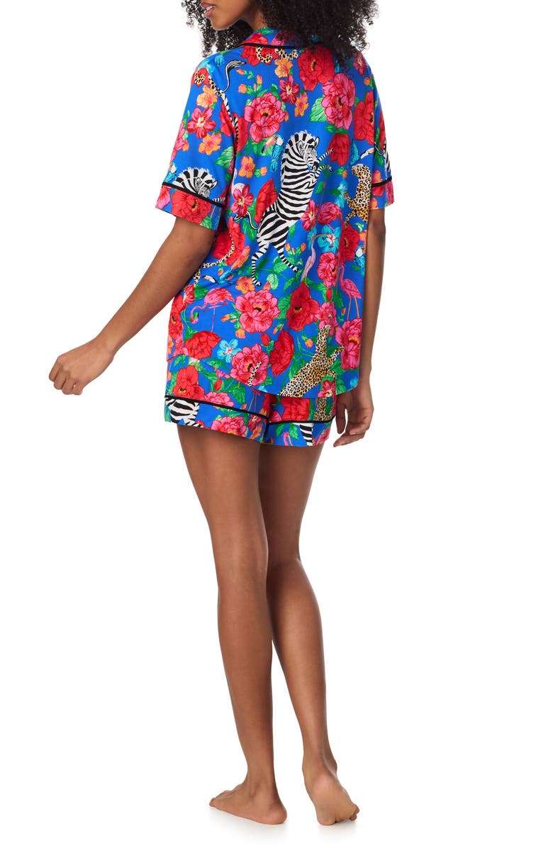 Room Service Pjs Contrast Piping Shorts Pajamas, Alternate, color, Blue Floral