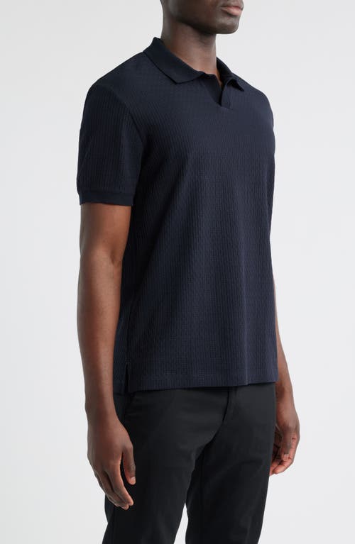 Emporio Armani Tonal Chain Johnny Collar Polo In Black