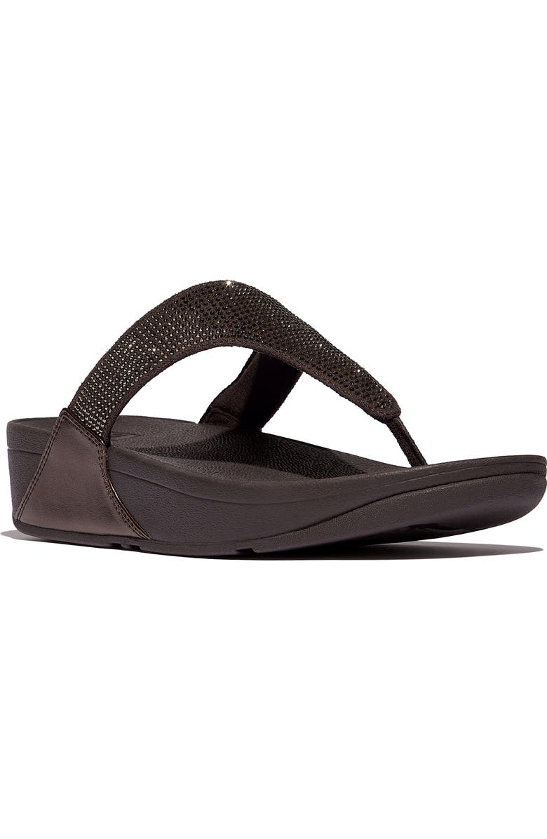 FitFlop Lulu Crystal embellished toe-post sandals, Main, color, Metallic Chocolate Brown