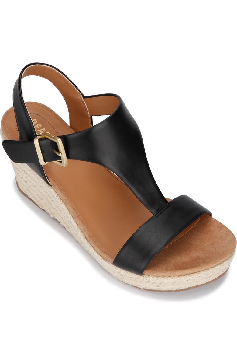Reaction Kenneth Cole Card Platform Wedge Sandal, Main, color, Black/Black