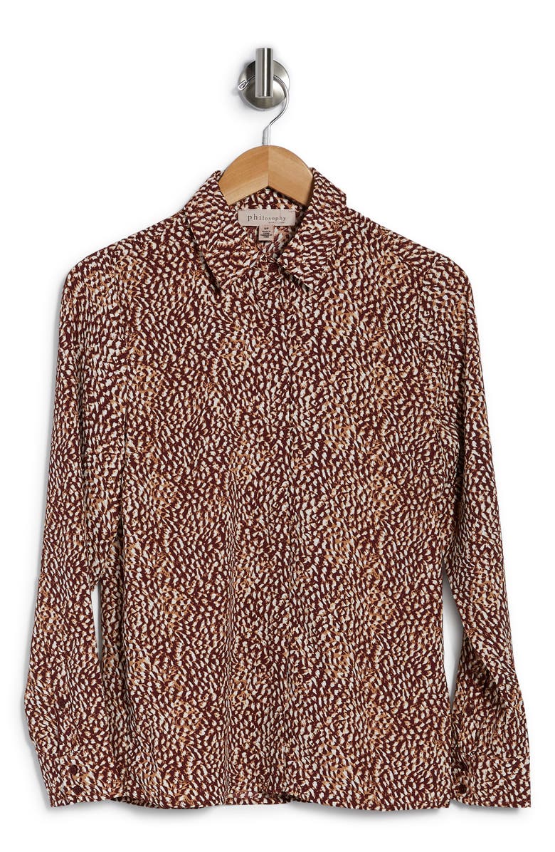 PHILOSOPHY REPUBLIC CLOTHING Printed Long Sleeve Hidden Button Placket Blouse, Main, color, 