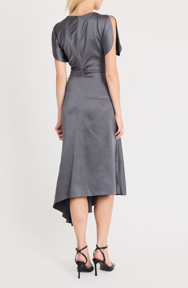 Luxely Short Sleeve Asymmetric Draped Midi Dress, Alternate, color,