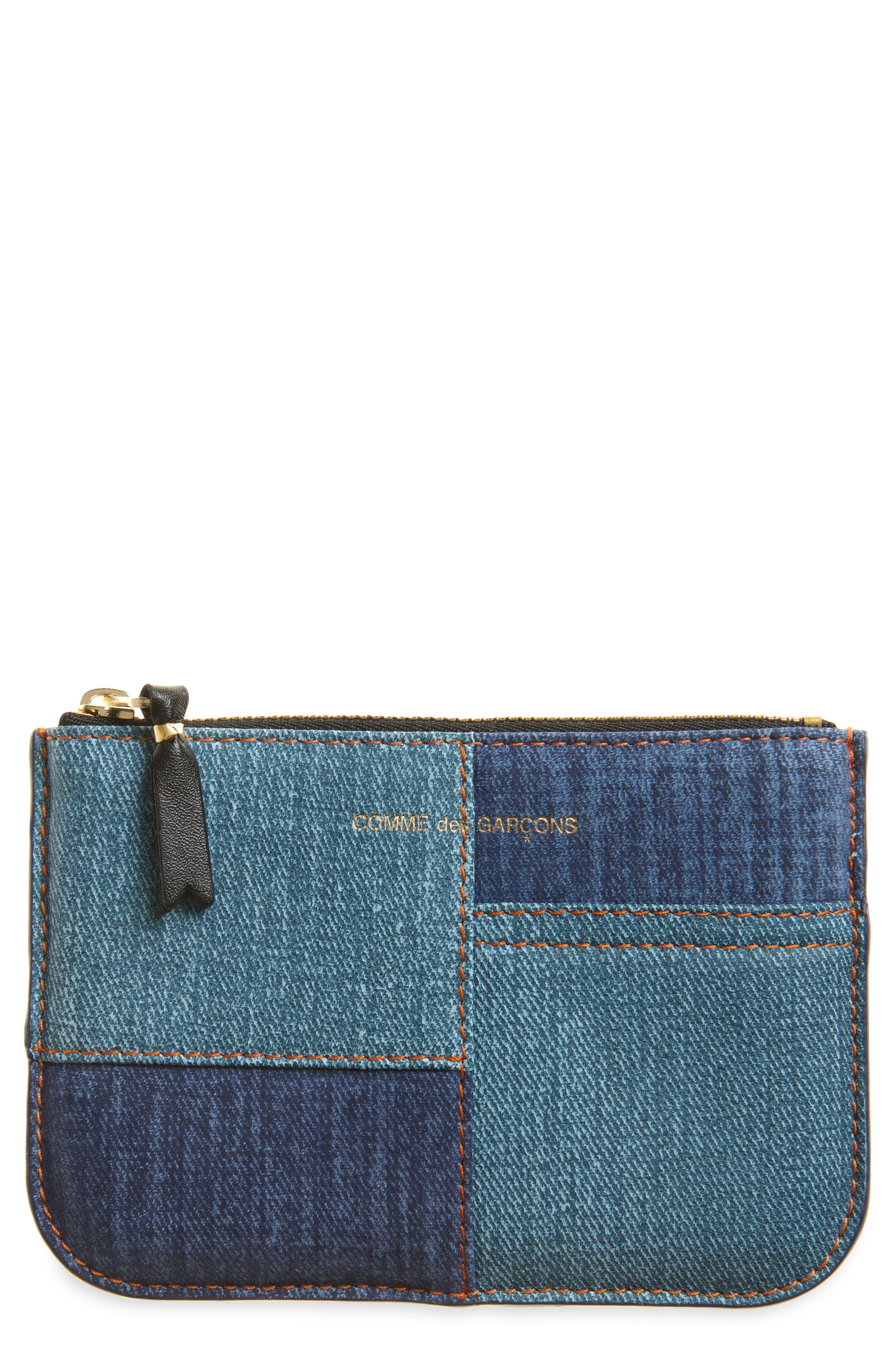 Comme des Garçons Denim Pocket Leather Pouch, Main, color, Blue