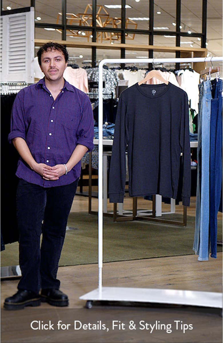 Long Sleeve Slub Cotton Crewneck T-Shirt, sales video thumbnail