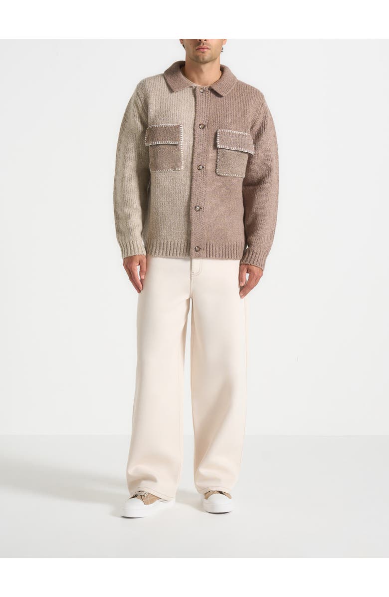 Manière De Voir Jean Mohair-Blend Colour Block Cardigan, Alternate, color, Beige