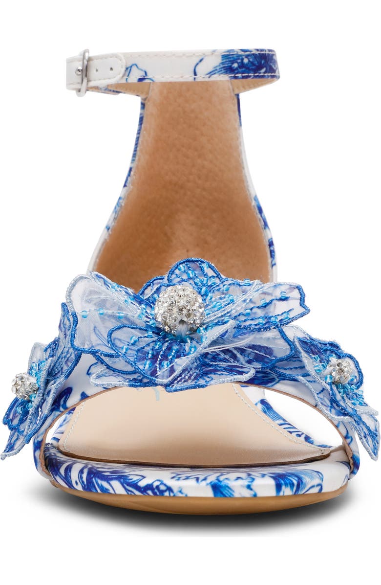 Betsey Johnson Kids' Petra Ankle Strap Sandal, Alternate, color, White/ Blue Floral