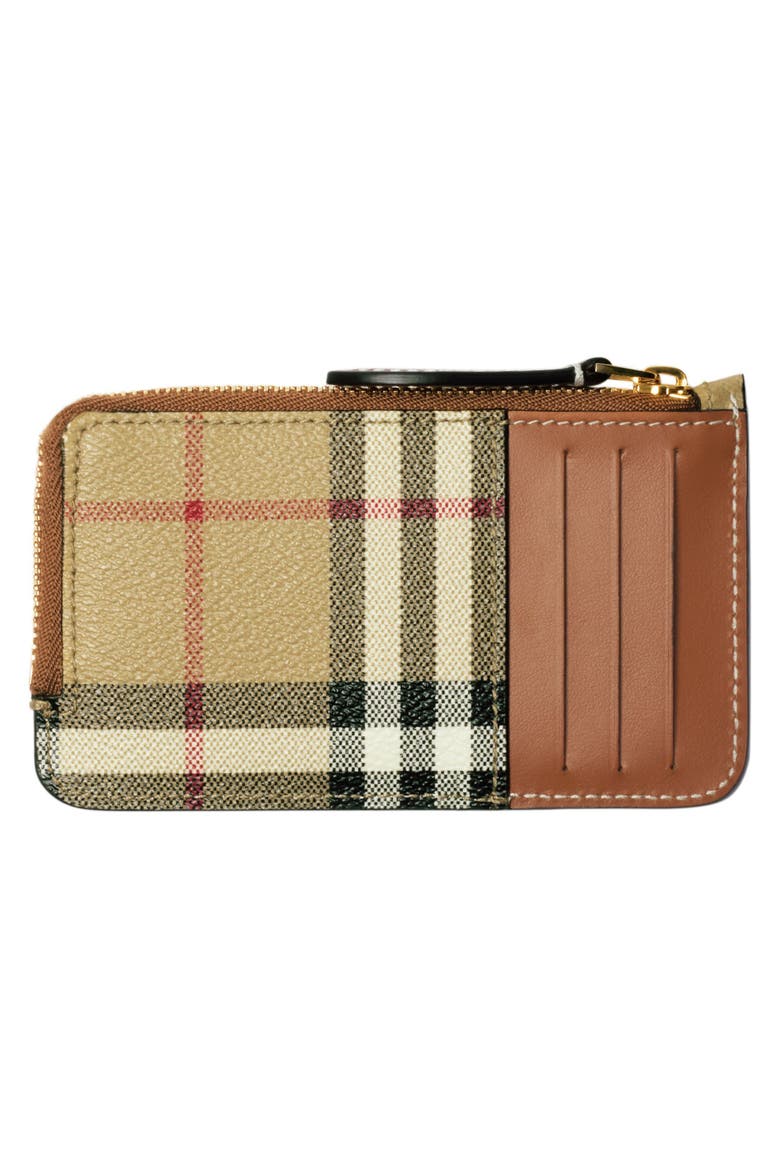 Somerset Half Zip Coated Canvas & Leather Wallet, Alternate, color, VNTG CHK/ BRIAR BROWN