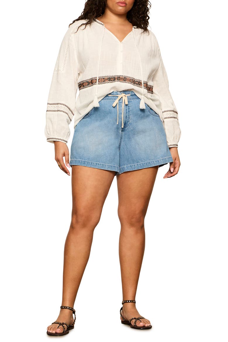 Retreat Embroidered Detail Cotton Top, Alternate, color, CHALK