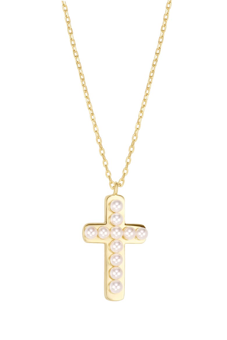 Simulated Pearl Cross Pendant Necklace video